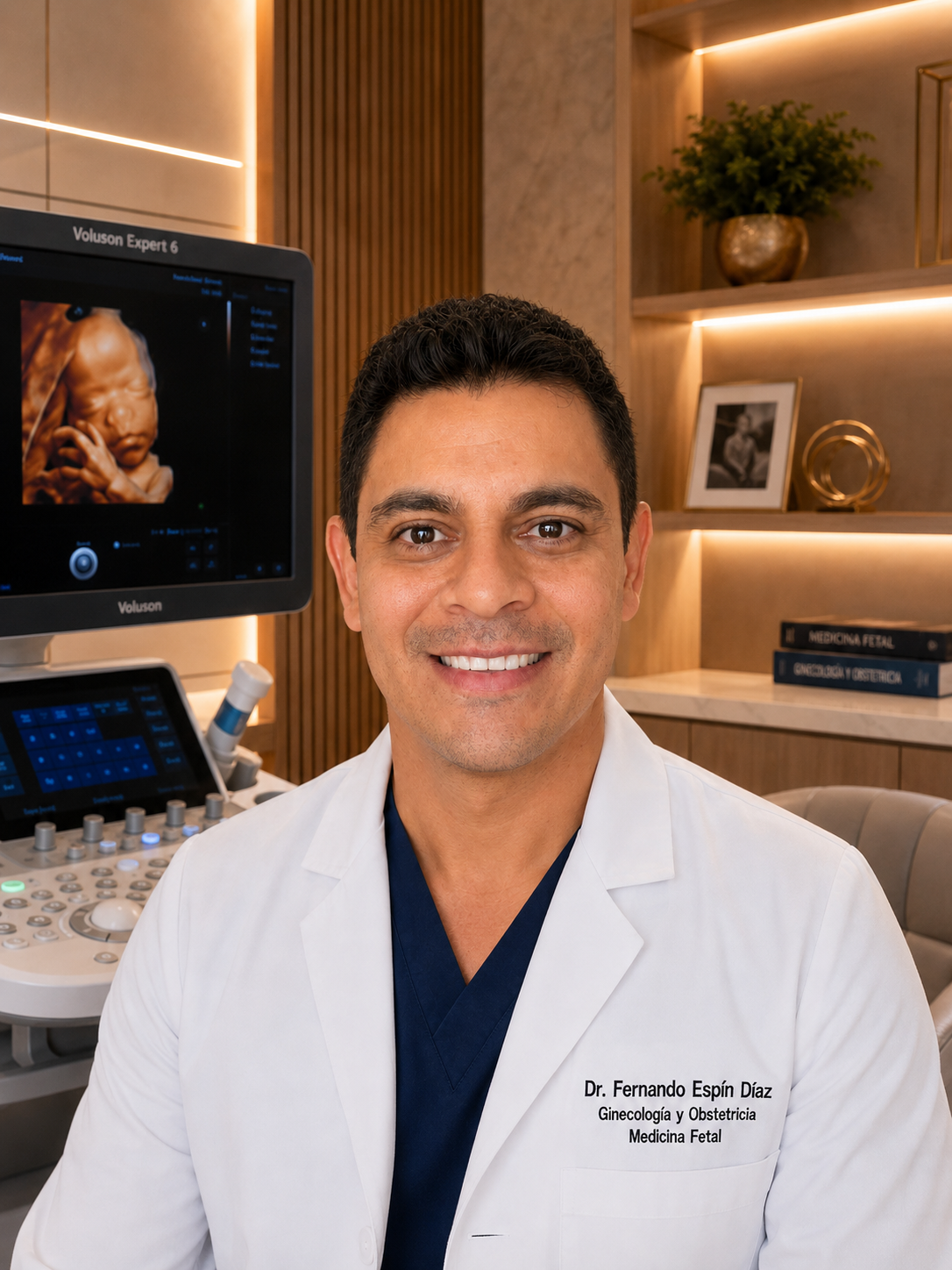 Dr. Fernando Espín Díaz en consultorio de medicina fetal